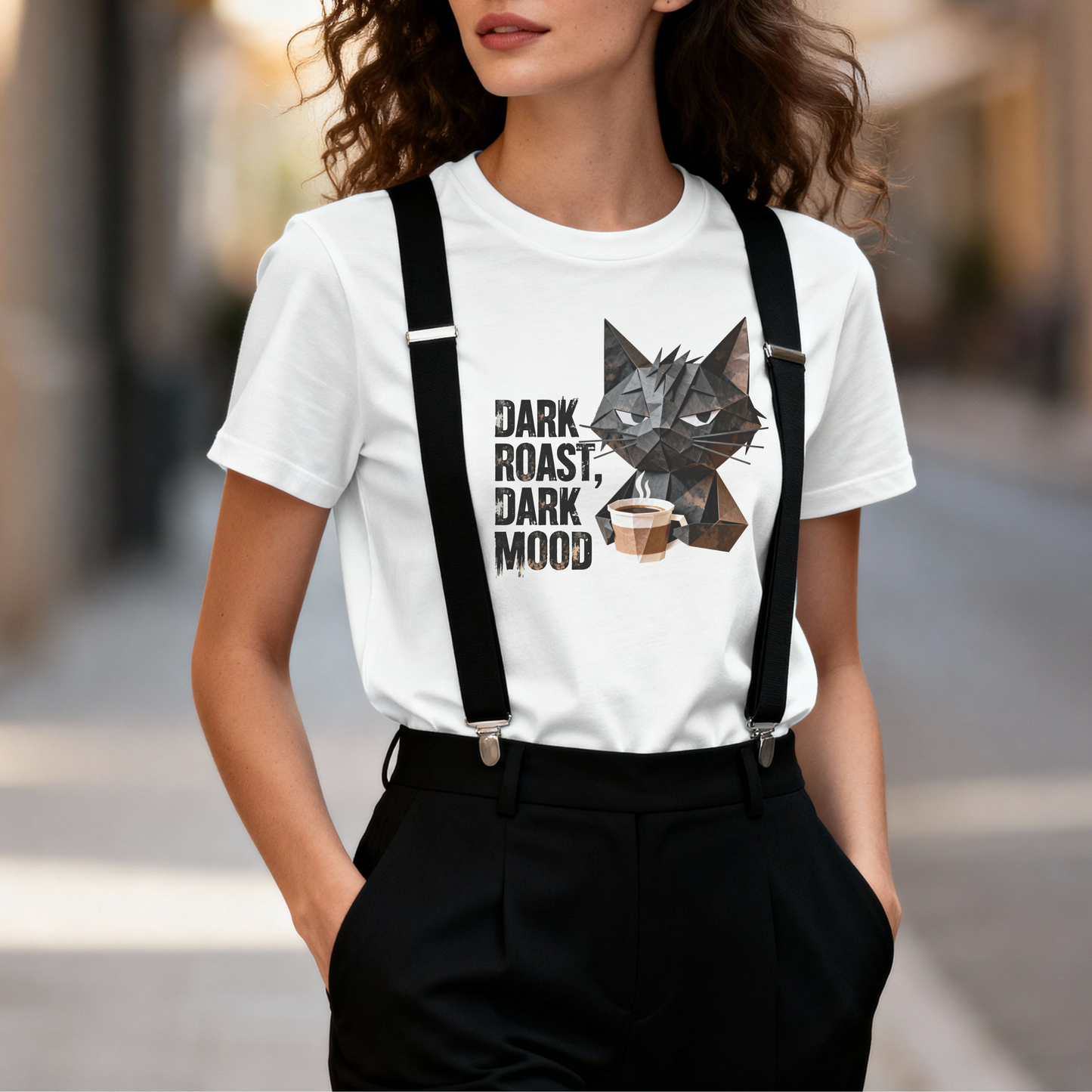 Dark Roast Dark Mood T-Shirt – Grumpy Coffee Cat Graphic Tee