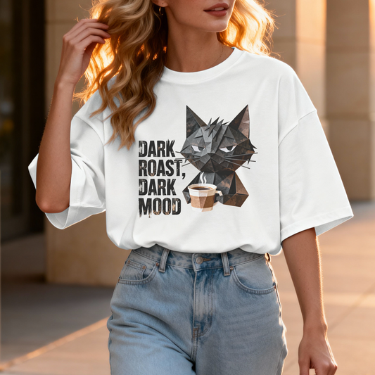 Dark Roast Dark Mood T-Shirt – Grumpy Coffee Cat Graphic Tee