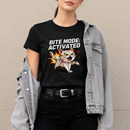 Bite Mode Activated T-Shirt – Angry Cat Gamer Graphic Tee