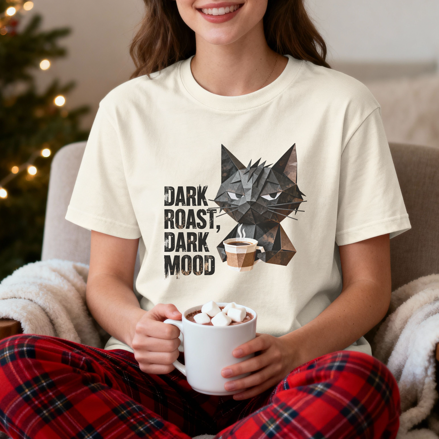 Dark Roast Dark Mood T-Shirt – Grumpy Coffee Cat Graphic Tee