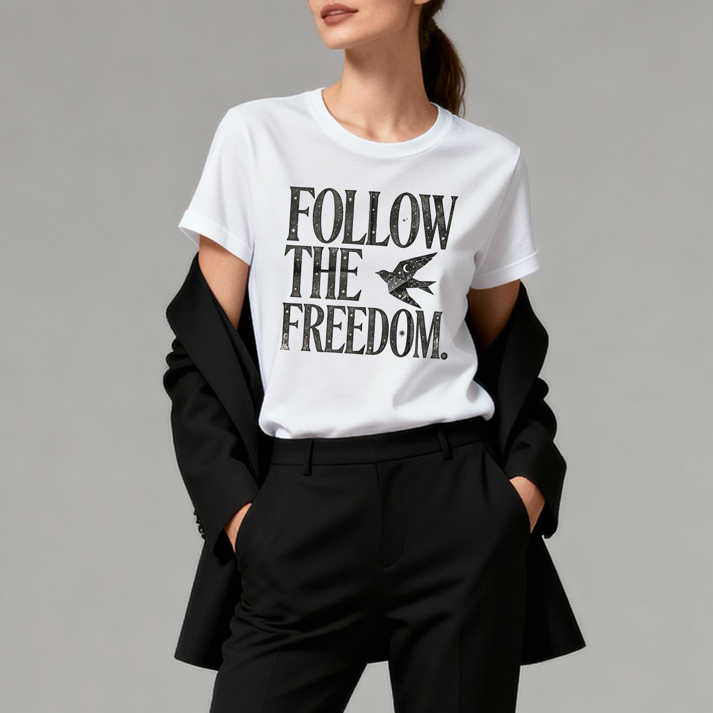 Follow the Freedom T-Shirt – Bold Vintage Typography Graphic Tee