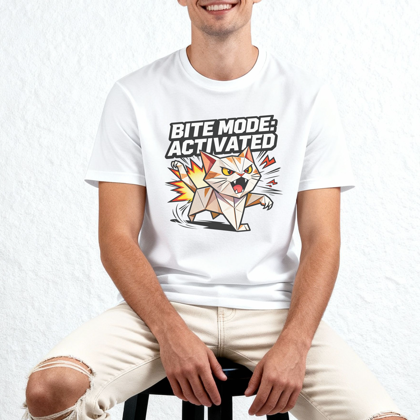 Bite Mode Activated T-Shirt – Angry Cat Gamer Graphic Tee