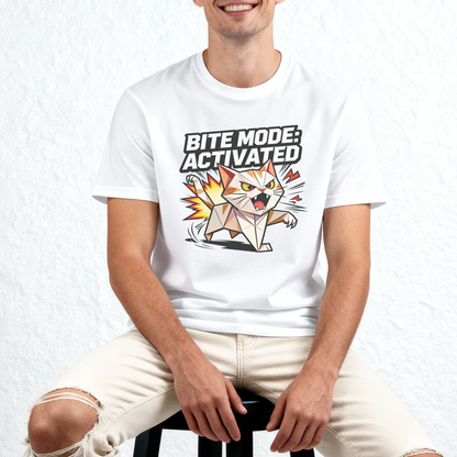 Bite Mode Activated T-Shirt – Angry Cat Gamer Graphic Tee