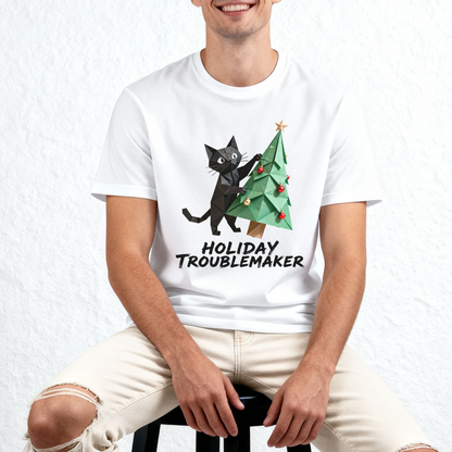 Holiday Troublemaker T-Shirt – Funny Christmas Cat Graphic Tee