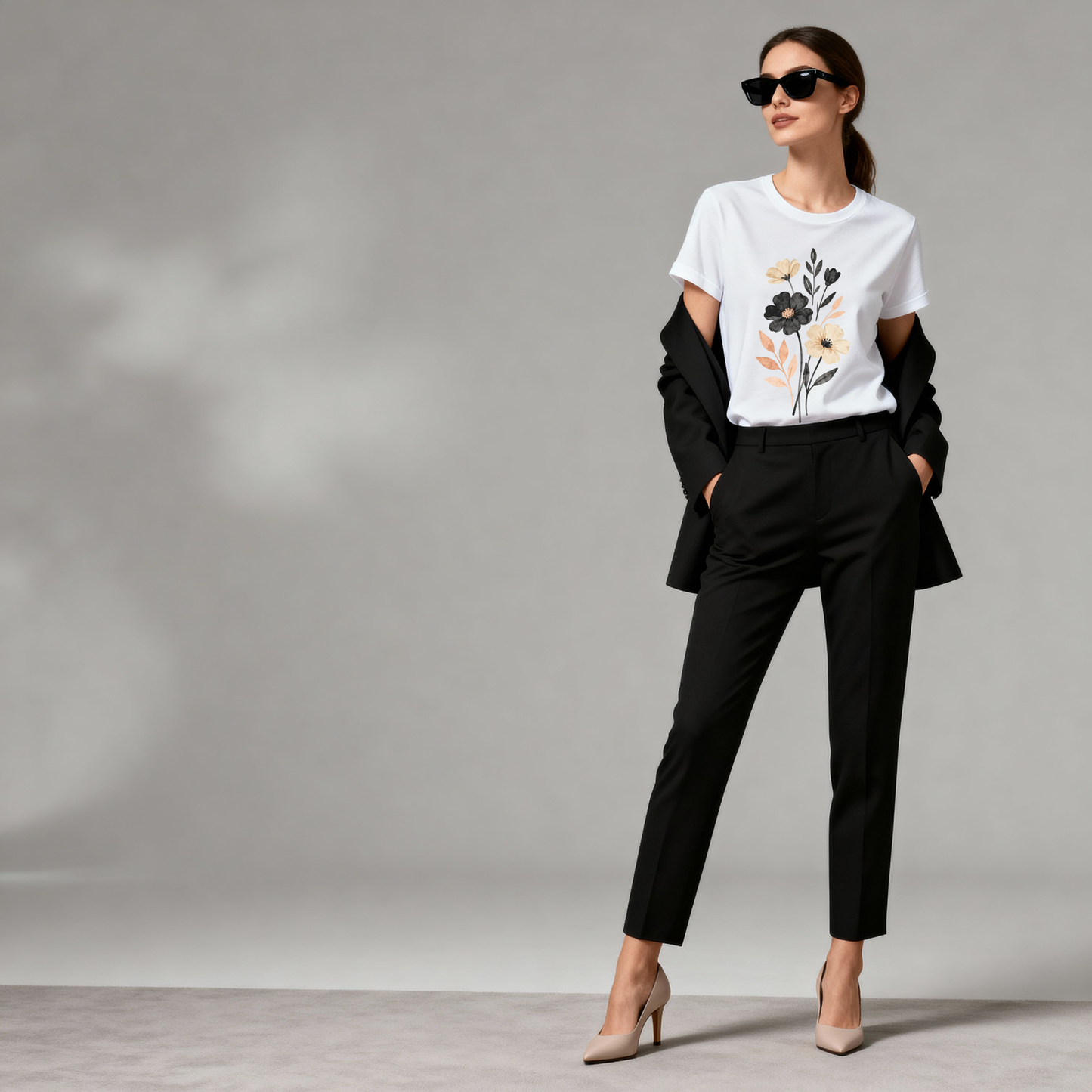 Vintage Floral Aesthetic T-Shirt – Soft Neutral Flower Illustration Tee