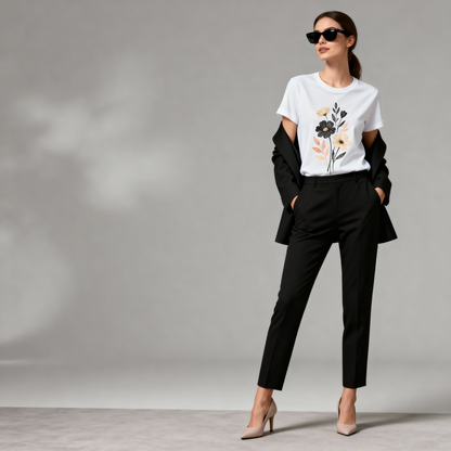 Vintage Floral Aesthetic T-Shirt – Soft Neutral Flower Illustration Tee