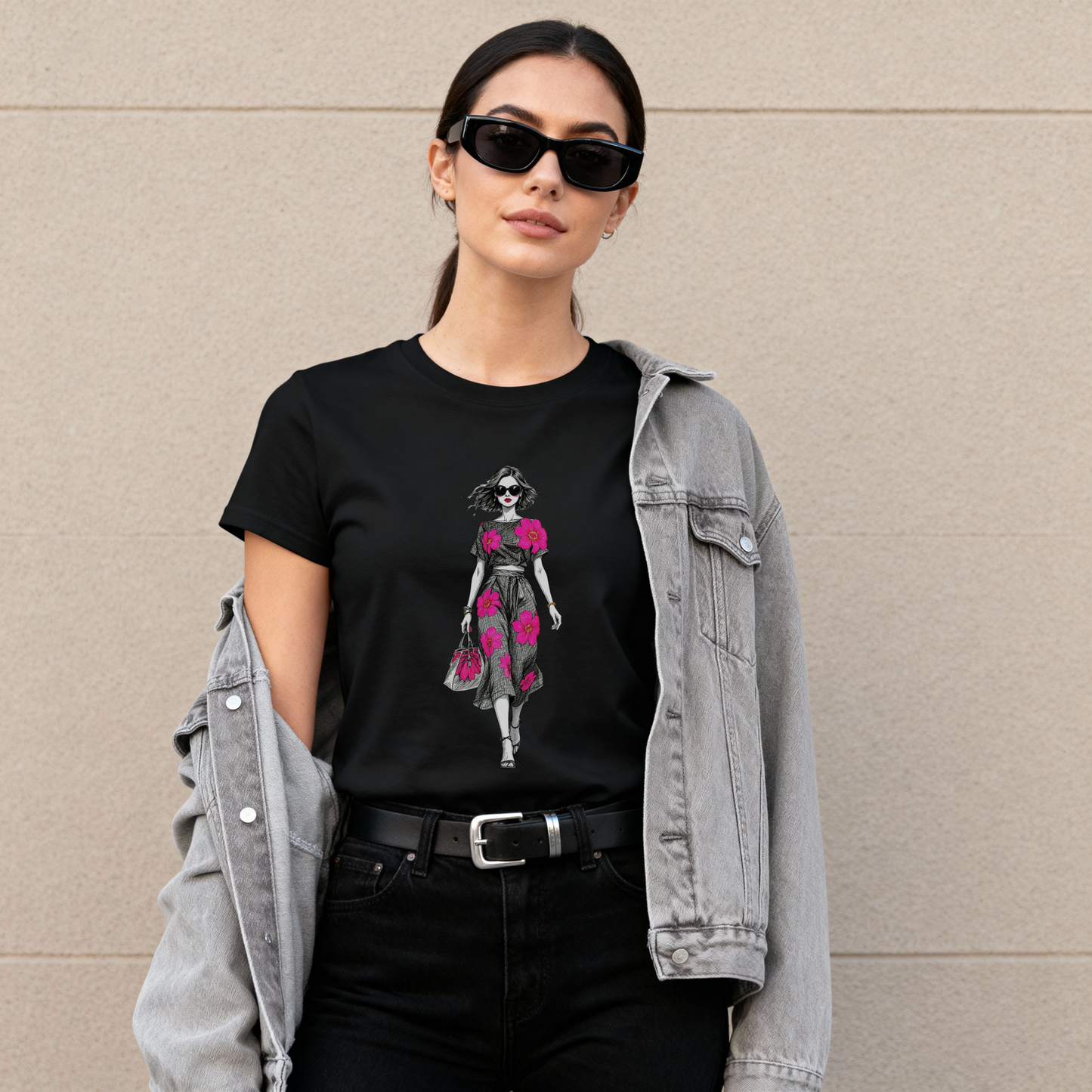 Fashion Illustration Woman T-Shirt – Chic Hand-Drawn Style Graphic Tee