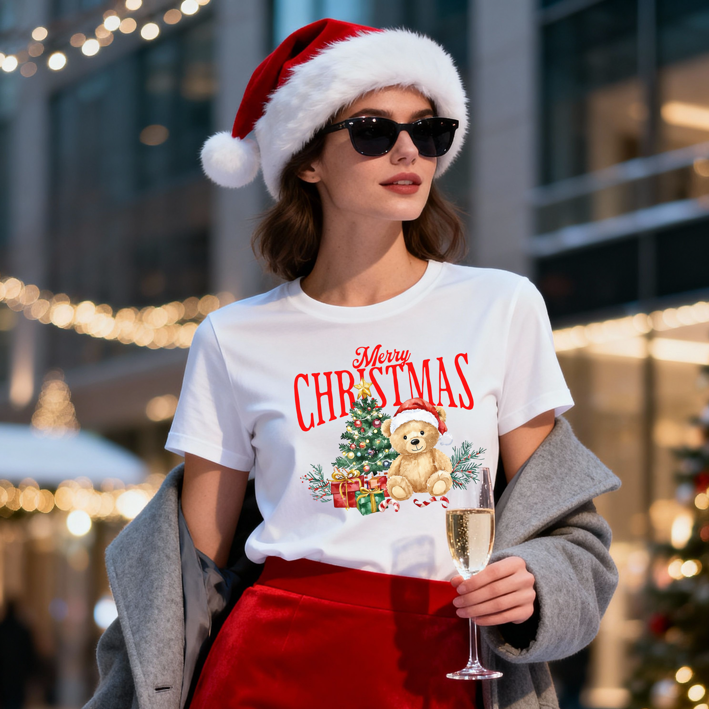 Merry Christmas Teddy Bear T-Shirt – Cute Holiday Graphic Tee